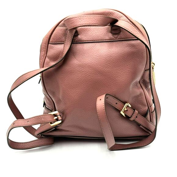 MICHAEL KORS Dusky Rose Rhea Zip Medium Leather Backpack Purse Adjustable Straps - Picture 2 of 12